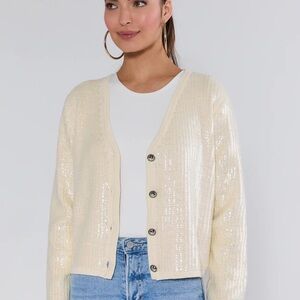 Elegant Cream Sequin Women's Cardigan
